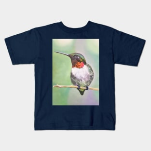 Ruby Throated Hummingbird 2 painting Kids T-Shirt